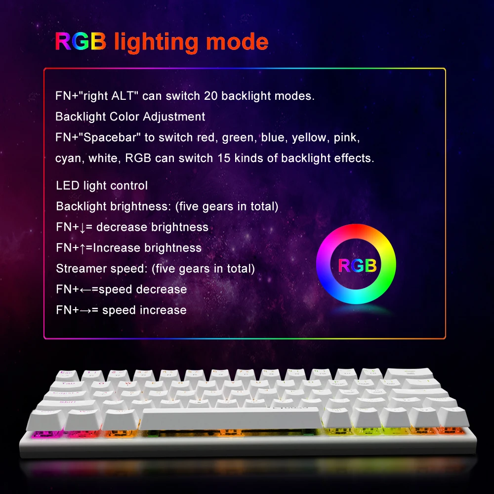 E-YOOSO Z22 RGB USB мини Механическая игровая клавиатура красный переключатель 63 клавиши