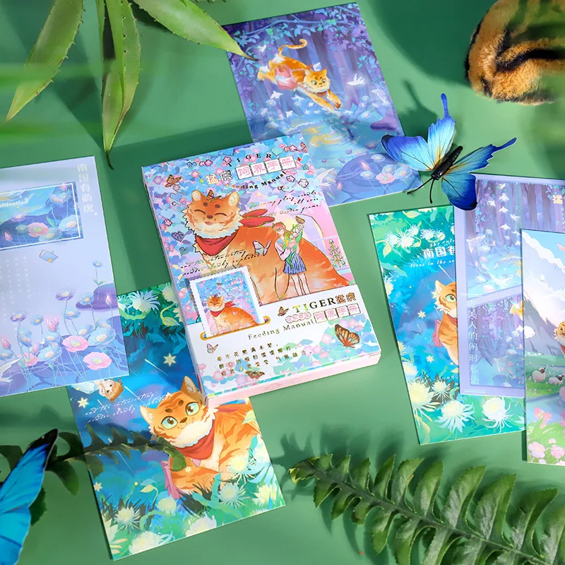 

30 Sheets/Set Tiger Feeding Manual Postcards Cartoon Greeting Message Card Business Gift Creative Writing Greeting Gift Postcard