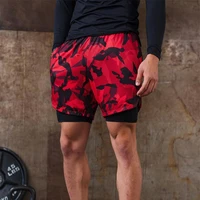 summer camouflage double layer 2 in 1 fashion mens short fitness workout quick dry sports pants jogger gym bodybuilding shorts