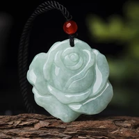 hot selling natural hand carve jade rose flower necklace pendant fashion jewelry accessories men women luck gifts