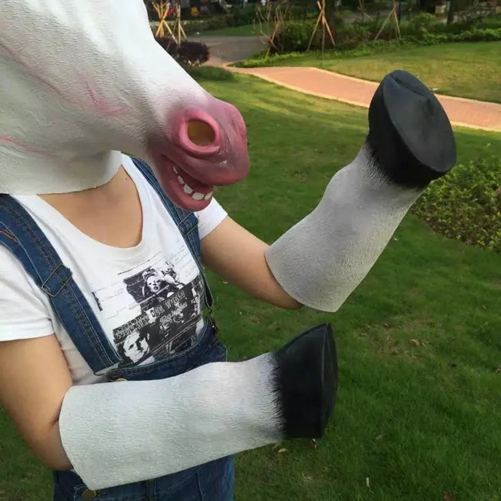 1 пара латексных резиновых конских копыт перчатки с животными для Хэллоуина