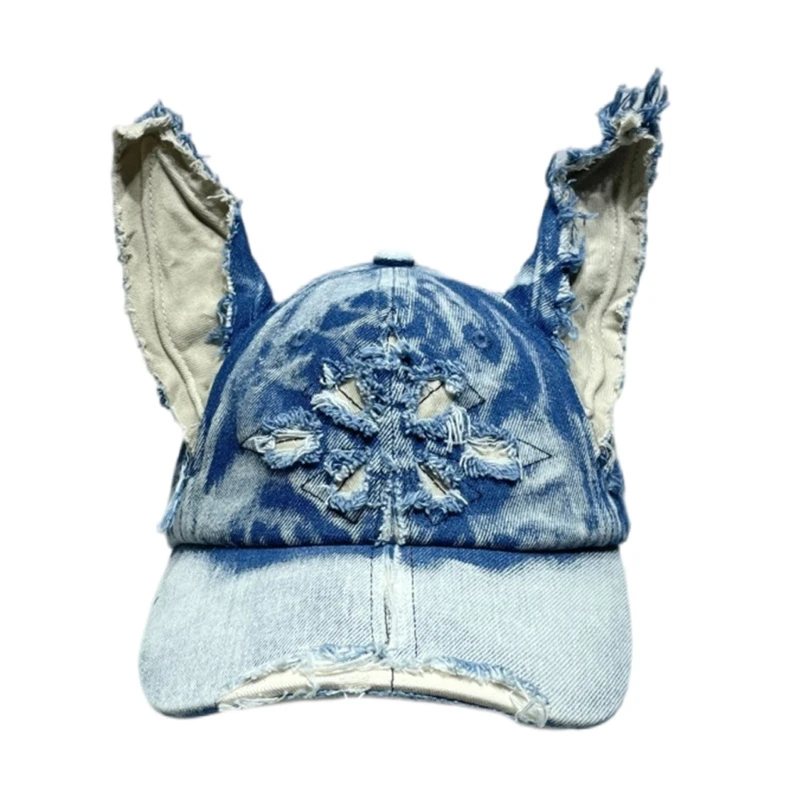 652F потертая бейсбольная кепка для девочек и мальчиков крутая с кроличьими ушками