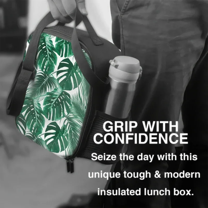 3D летняя изолированная коробка для завтрака с тропическими листьями пальмы