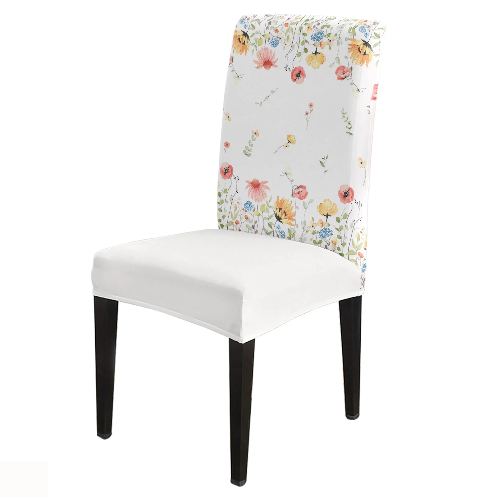 

Весенний чехол на стул с акварельными цветами и листьями для кухни, чехлы на стулья для обеденного стола, эластичные Чехлы для банкета, отеля, дома