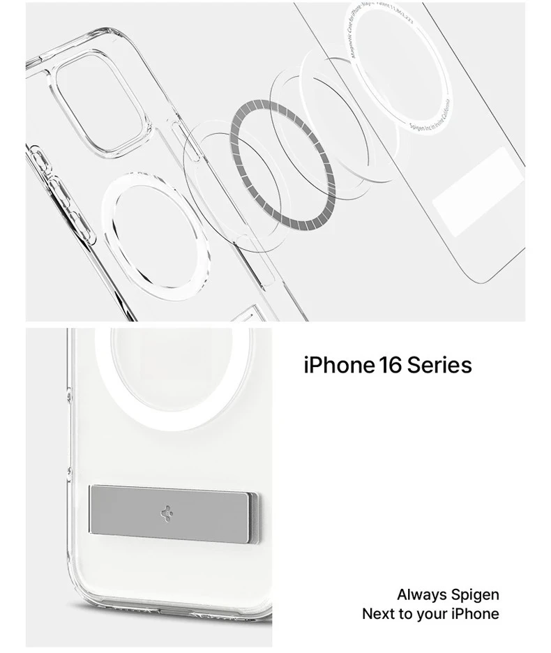 Фото Чехол Spigen Ultra Hybrid S MagFit для iPhone 16 Pro Max, 15, 14, 13, 12 с подставкой, защита от пожелтения, совместимость с MagSafe №3