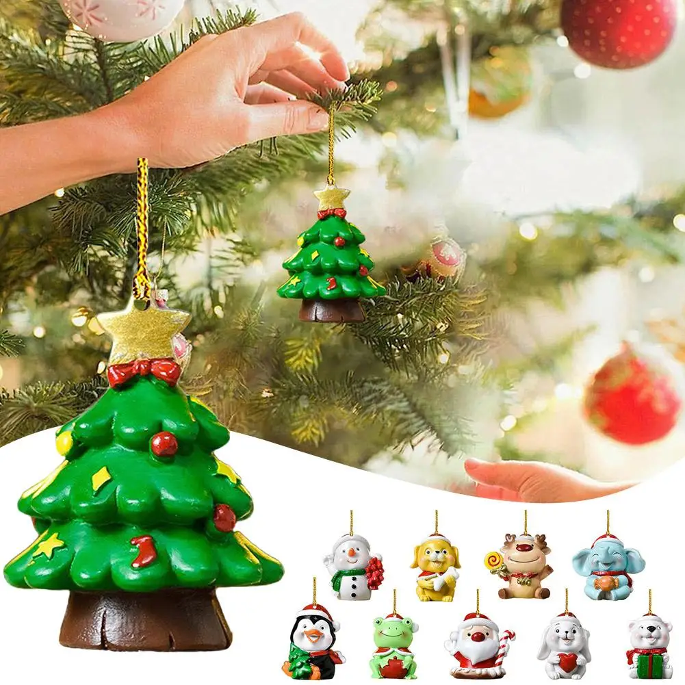 

2D Acrylic Hanging Pendant For Christmas Tree Snowman Santa Claus Home Backpack Car Hanging Ornaments Decoration Accessorie M5I4