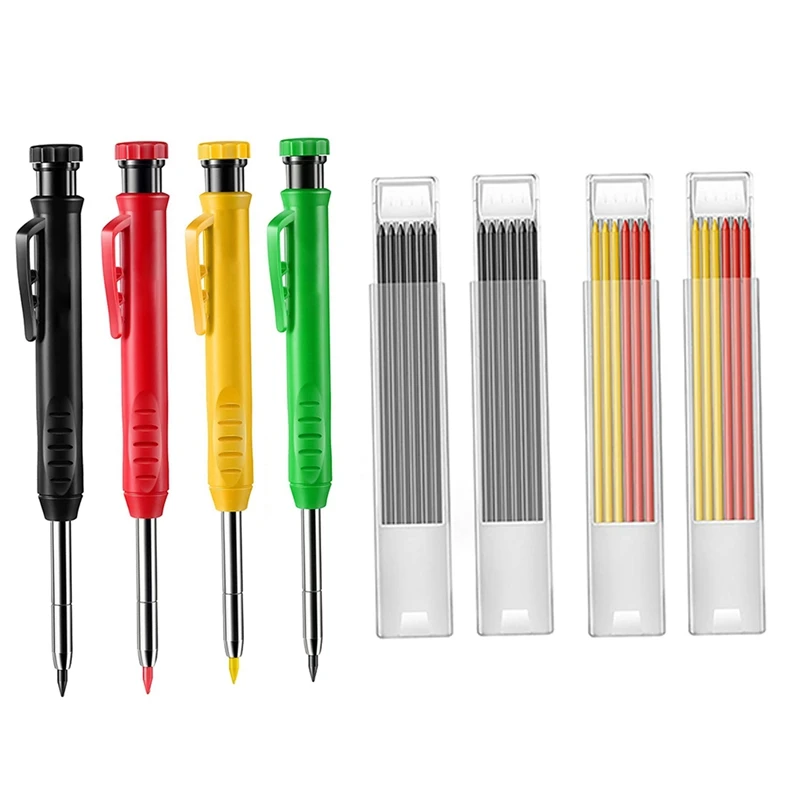 

Hot XD-4PCS Mechanical Carpenter's Leads, Deep Hole Marker Set, Woodworking Scribe Tool For Architectural Draftsmen