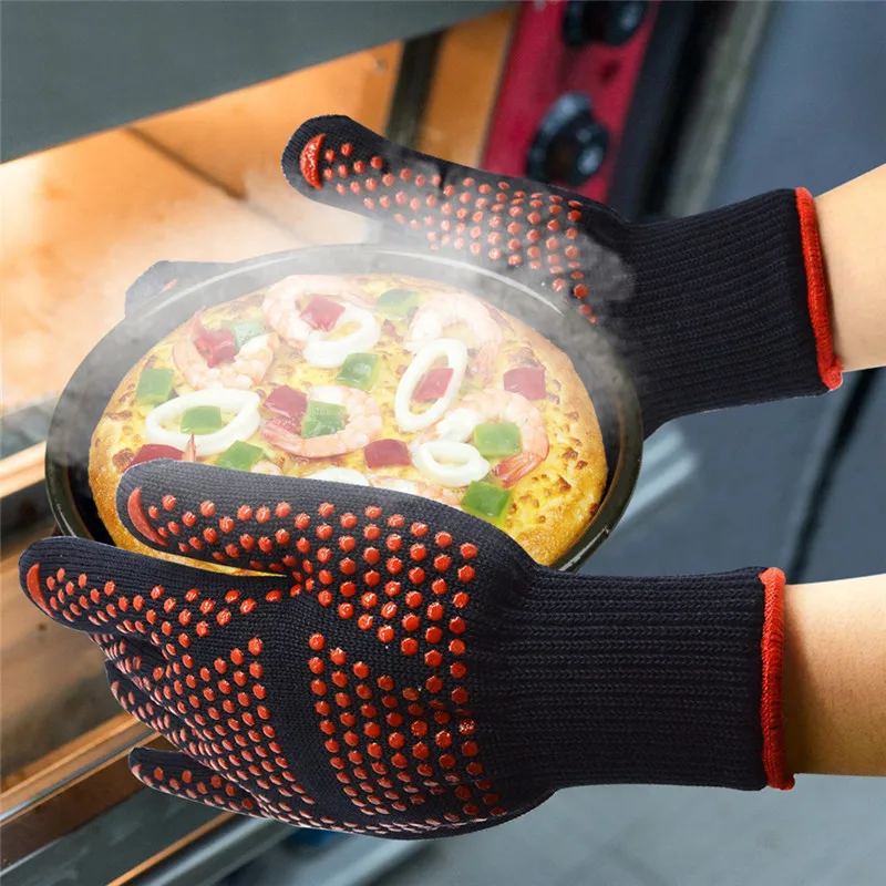 

BBQ Silicone Oven Mitts High Temperature Resistance Oven Work Gloves 500/800 Degree Insulation Microwave Gloves Fireproof Gloves