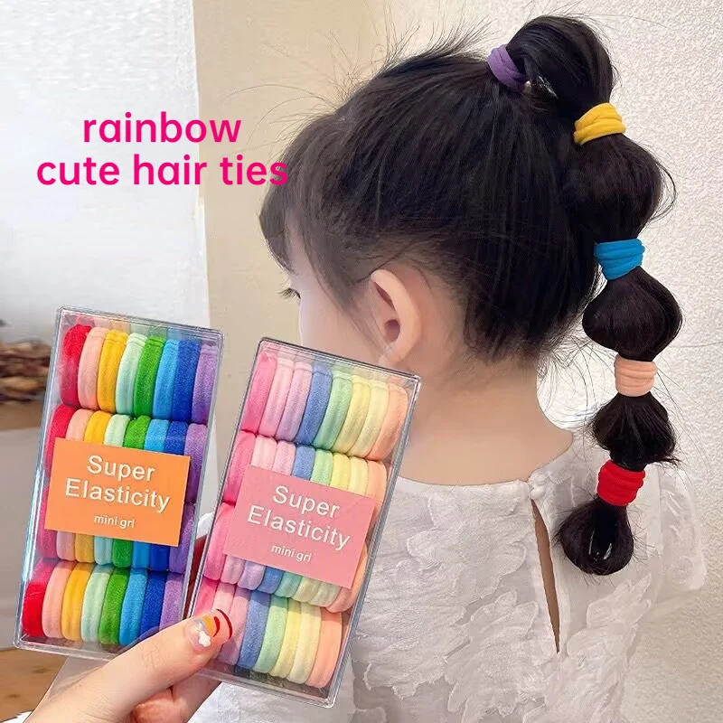 

32 per Box 2.5 cm Kids Hair Ties, Hair Bands and Elastic Ponytail Holders for Toddler Girls Hair Accessories