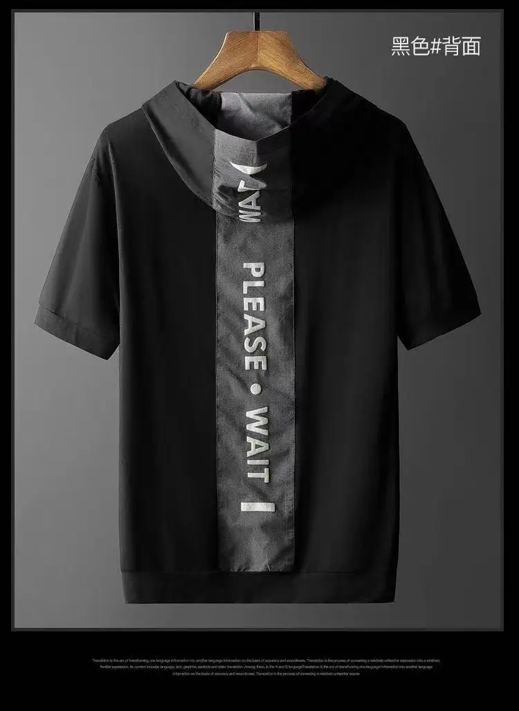 2003 Golf Summer Thin Men's Hooded Short Sleeve Hoodie Tide Brand Print Loose Pullover Half Sleeve T-shirt Casual Hoodie Men