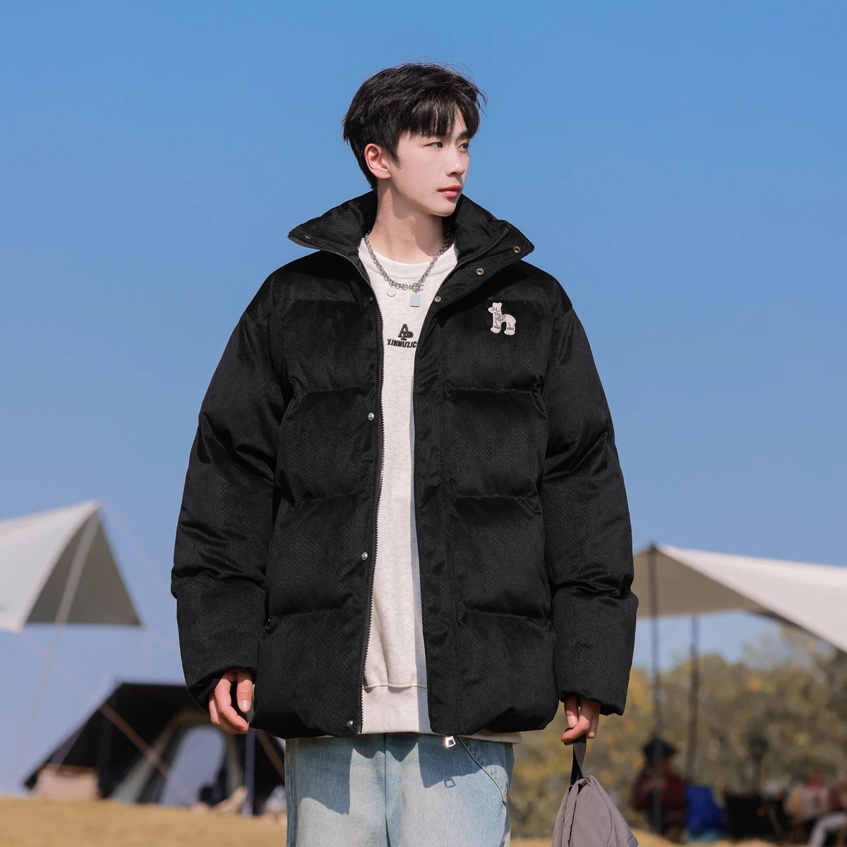 Вельветовый пуховик с хлопковой подкладкой мужская зимняя утолщенная теплая