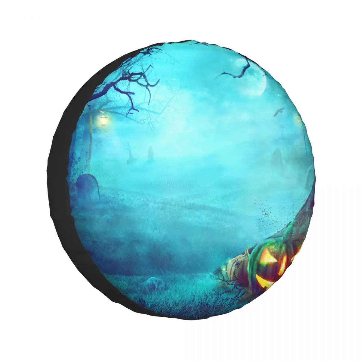 

1Pc Car Spare Tire Cover Halloween Pumpkin In Dark Forest Case Polyester Tire for Cars Wheel Protection Cover