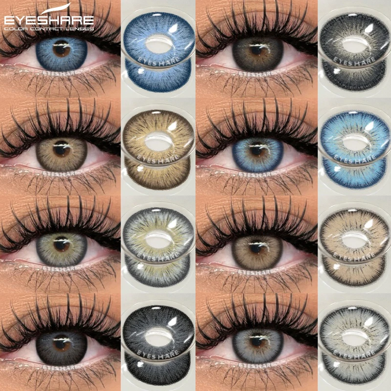 Фото EYESHARE, 1 пара модных цветных контактных линз для глаз, коричневые линзы, цветные синие линзы, ежегодные красивые седые линзы для учеников глаз №1