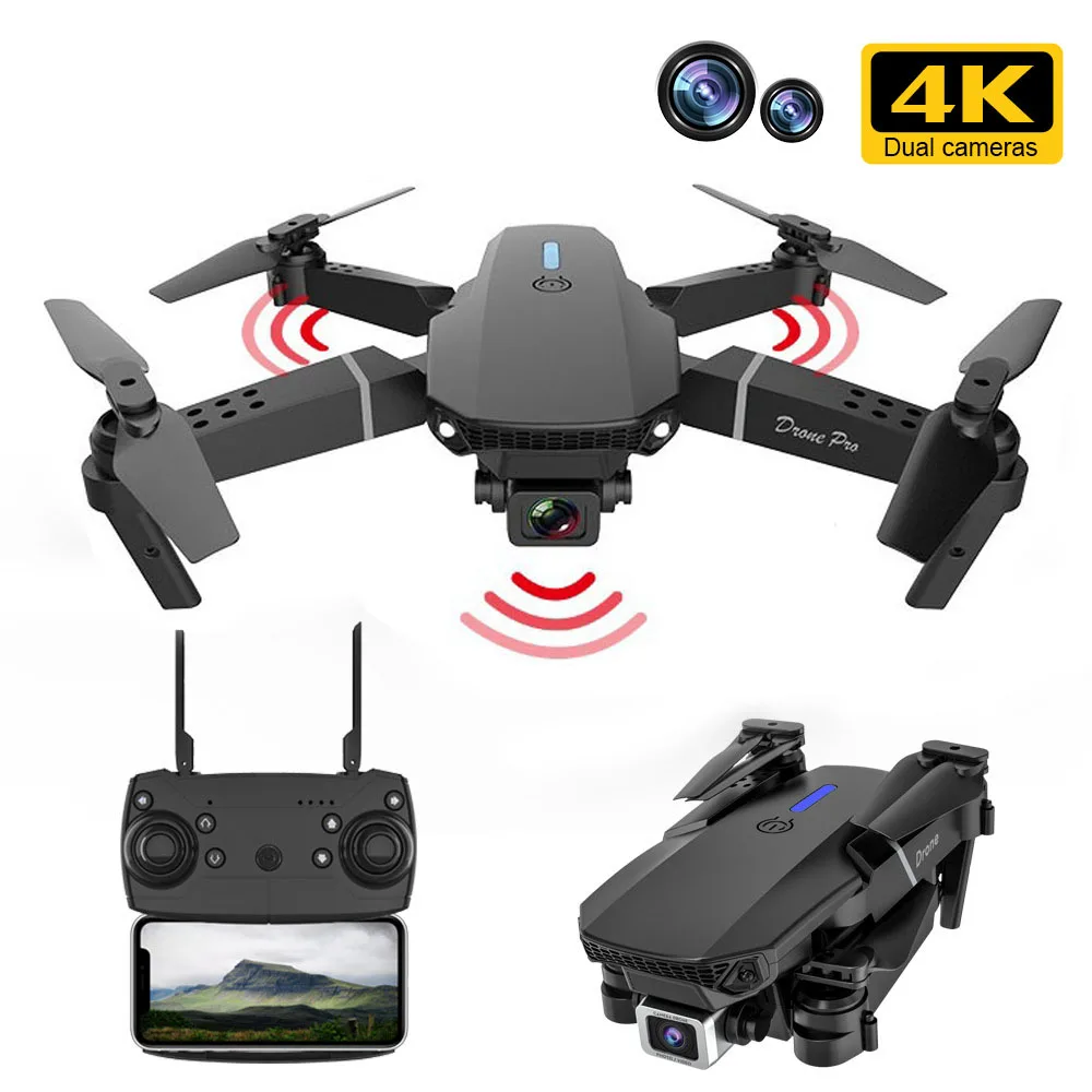 

Hot E88 Mini Drone 4K HD camera WIFI FPV Obstacle Avoidance Foldable Profesional RC Dron Quadcopter Helicopter Toys Boys Gift