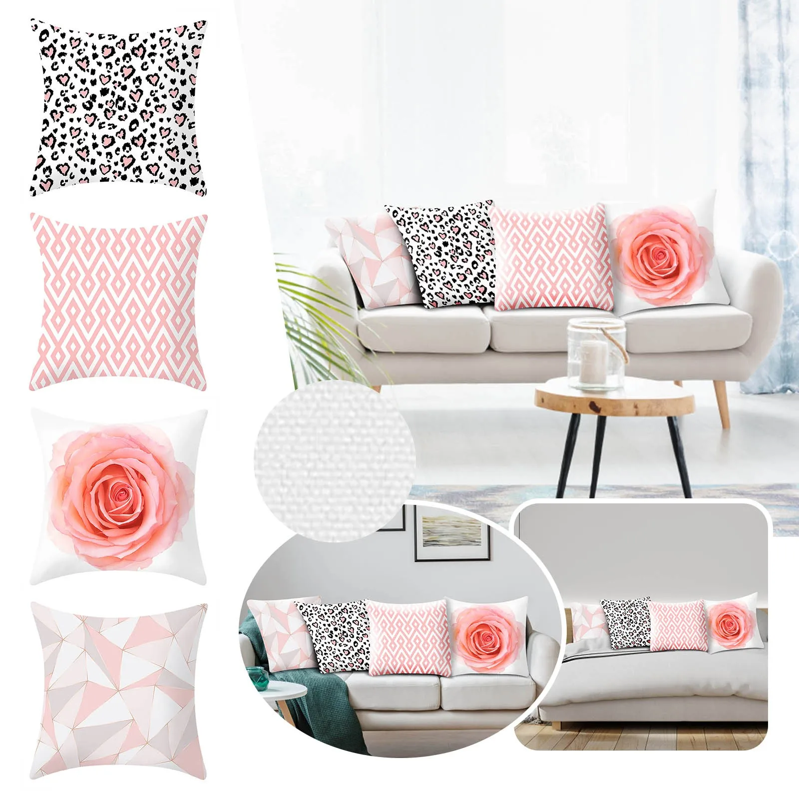 

Современная льняная наволочка с цветами розы, декоративная уличная квадратная наволочка для дивана, кровати и автомобиля, 18x18 дюймов, 45X45 см