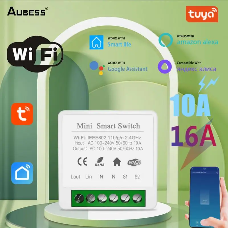 

Tuya 16A/10A MINI Wifi Switch DIY 2-way Smart Home Timer Relay Automation For Smart Life Work With Alexa Google Home Alice