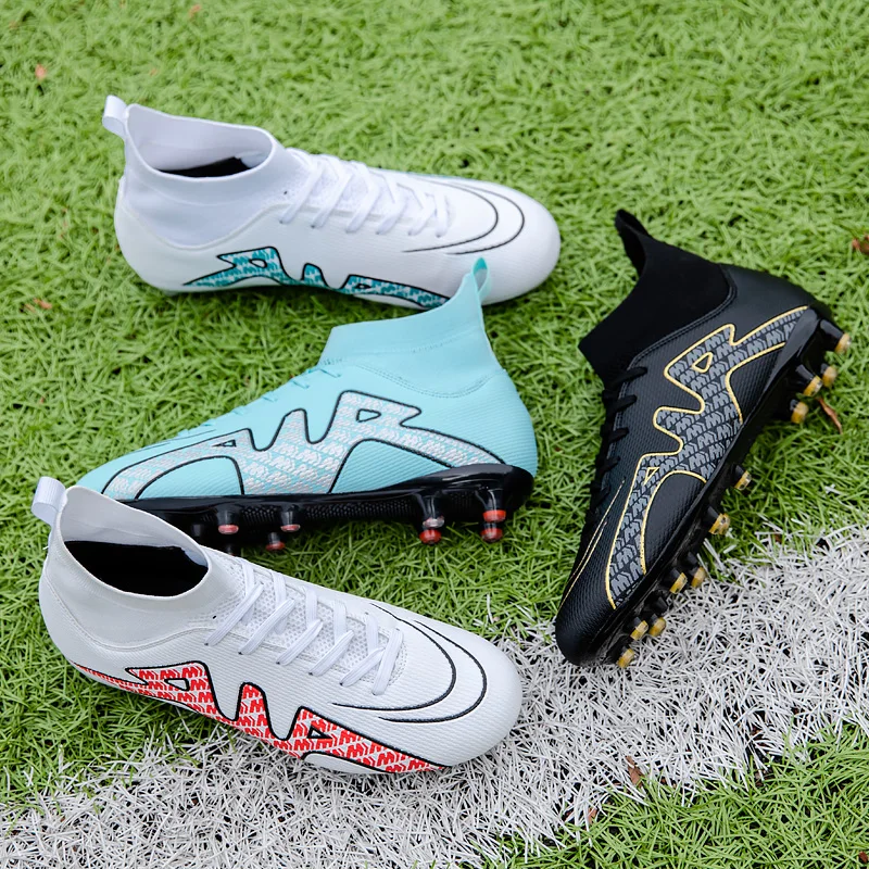 Men's Football Boots New High Top Waterproof Lawn Soccer Shoes Original Ultralight Outdoor TF/FG Boys Girl Football Sneakers
