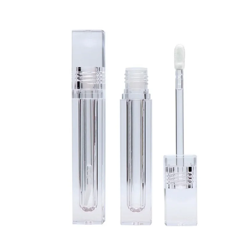 

Transparent Lipgloss Tube Square Cosmetic Packaging 5.5ML Empty Lip Glaze Bottle 10 25 50pcs PETG Clear Lip Gloss Containers