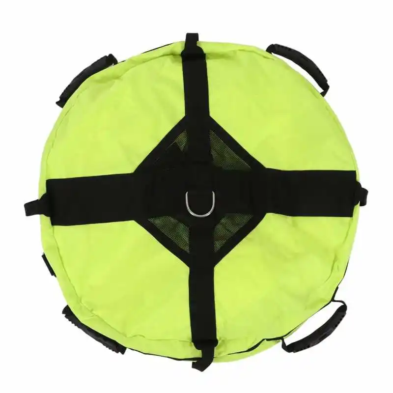 Freediving Float Ball Water Floating Fluorescent Yellow Nylon Bladder Inflatable Mesh Bottom High Visibility Diving Tool