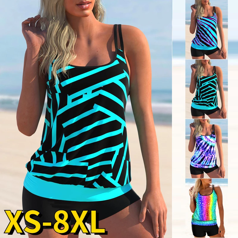 

2022 Loose Women Beachwear Swim Tankini Monokini Swimwear Bathing Suit Two Pieces Swimsuits Tankinis Rainbow Printed Monokini