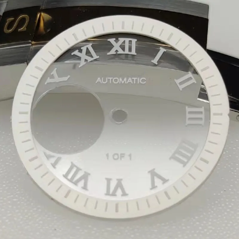 NH38 dial mechanical watch to transparent skeleton white dial conversion diving watch accessories C3 strong green luminous dial