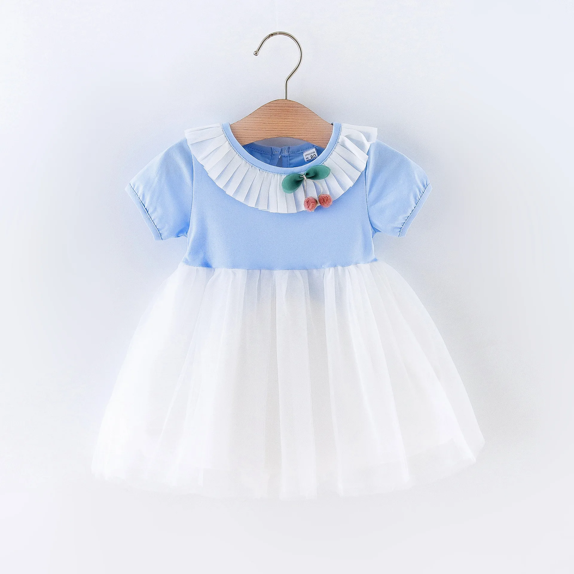 

2022 Summer Girls Dress Children's Clothing Flowers Round Neck Cute Short Sleeve Princess Dress