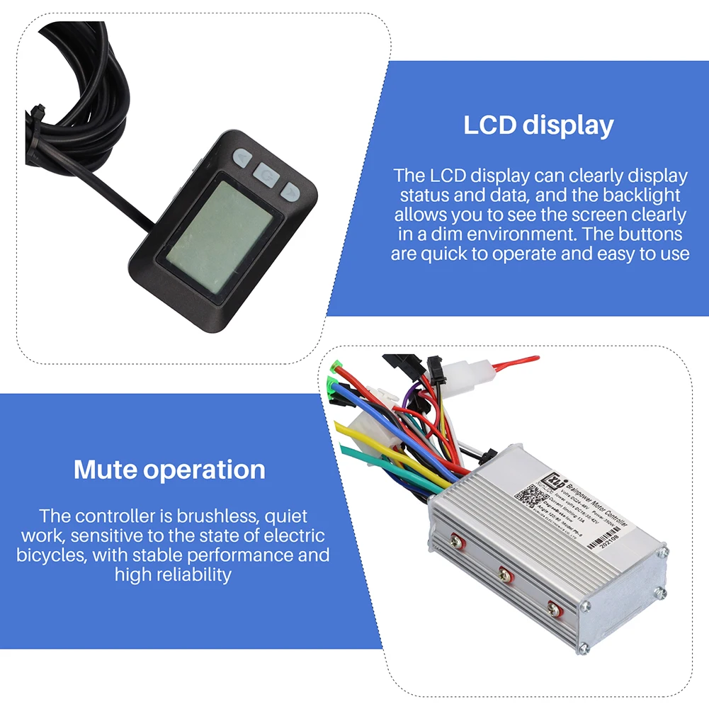 Комплект бесщеточного контроллера 24 В/36 В/48 в 350 Вт с ЖК-метром для электрического