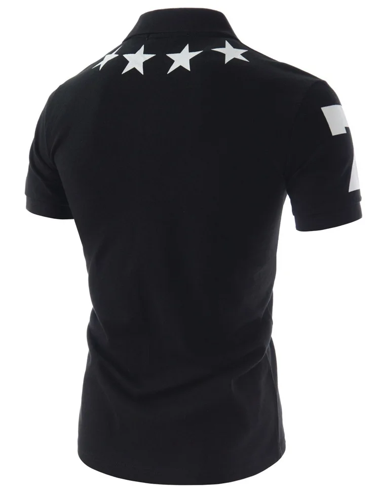 2022 new European code summer new simple five-pointed star print Polo shirt men's short-sleeved T-shirt men images - 6