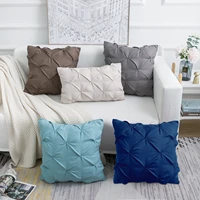nordic solid color 3d flower geometric lattice hand wrinkled cushion pillow cover living room sofa resort decoration pillowcase