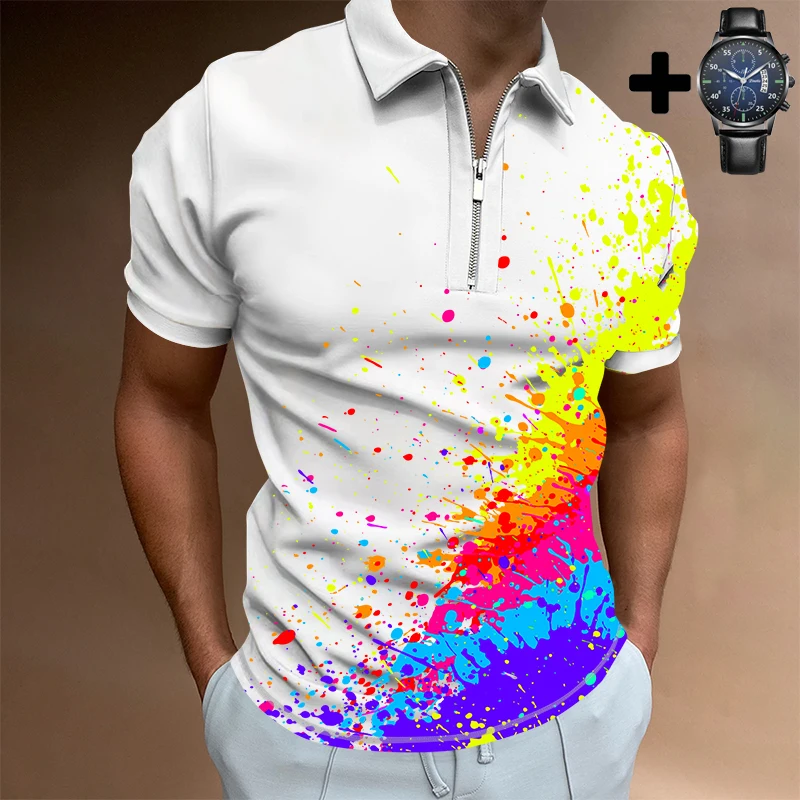 

Мужские рубашки-поло, Новинка лета 2022, спортивные топы, цифровые 3D мужские тонкие рубашки поло с лацканами, футболки с коротким рукавом, топы...