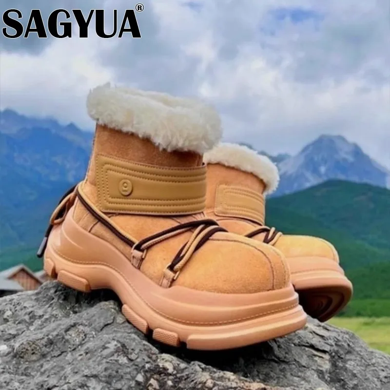 Fur Platform Ankle Women Snow Boots Brand Suede Warm Plush Cotton Shoes Casual Woman Winter Trend Fad Non Slip Botas Mujer