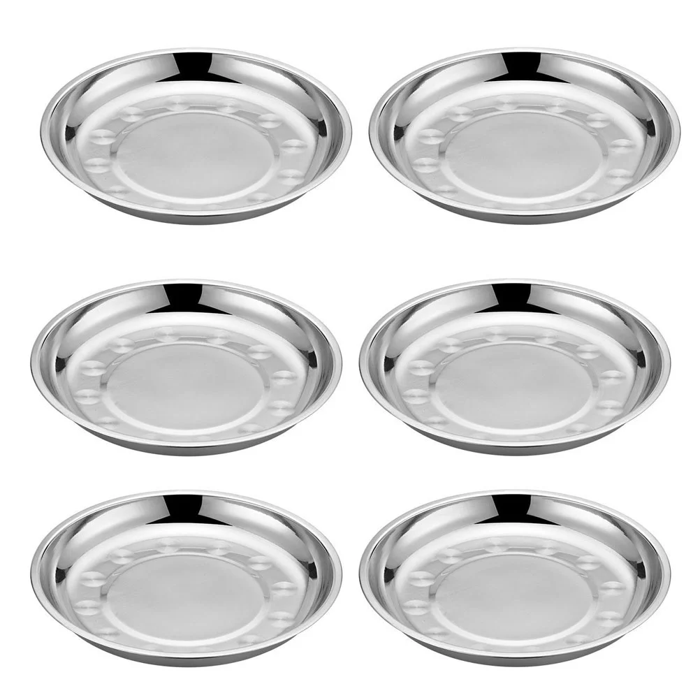 

6Pcs Smooth Practical Stackable Round Trays Grilled Meat Trays for Home Restaurant