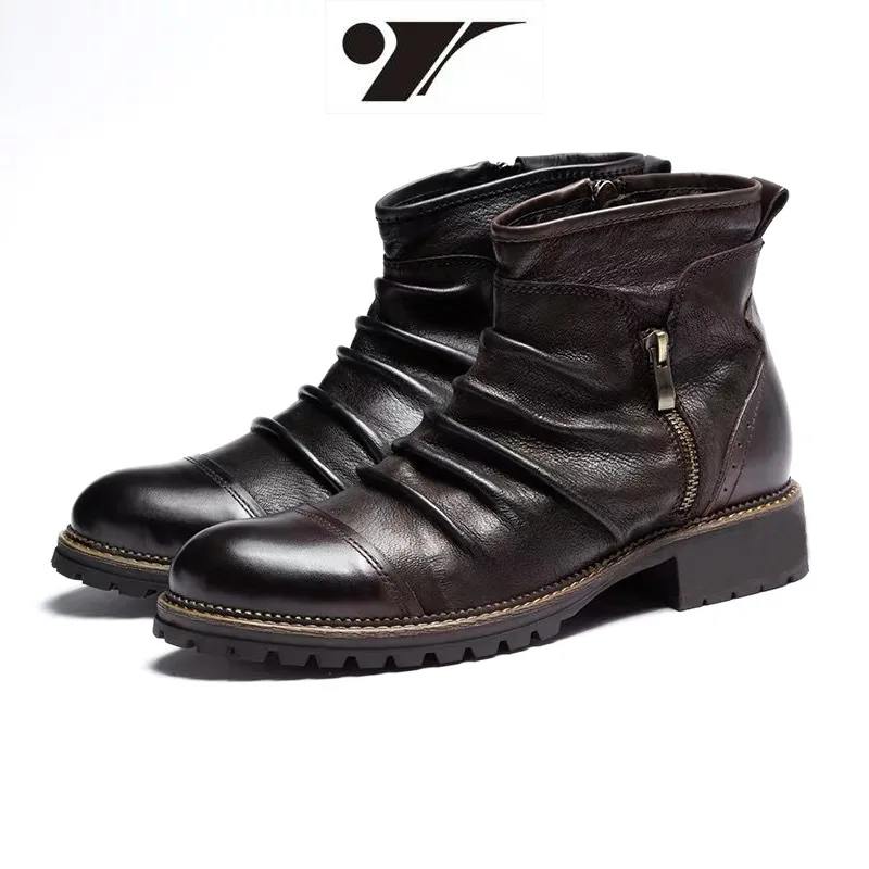 

Модные высокие мужские ботинки, удобные и повседневные ботильоны в стиле ретро, трендовые ковбойские ботинки челси, мужская обувь