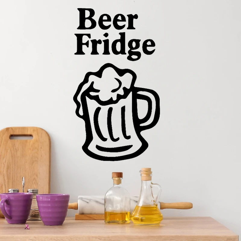 

Beer Refrigerator Art Mural Beer Bottle Wall Sticker Wine Glass Vinyl Decal Restaurant Decor Quote Refrigerator Decor Removable