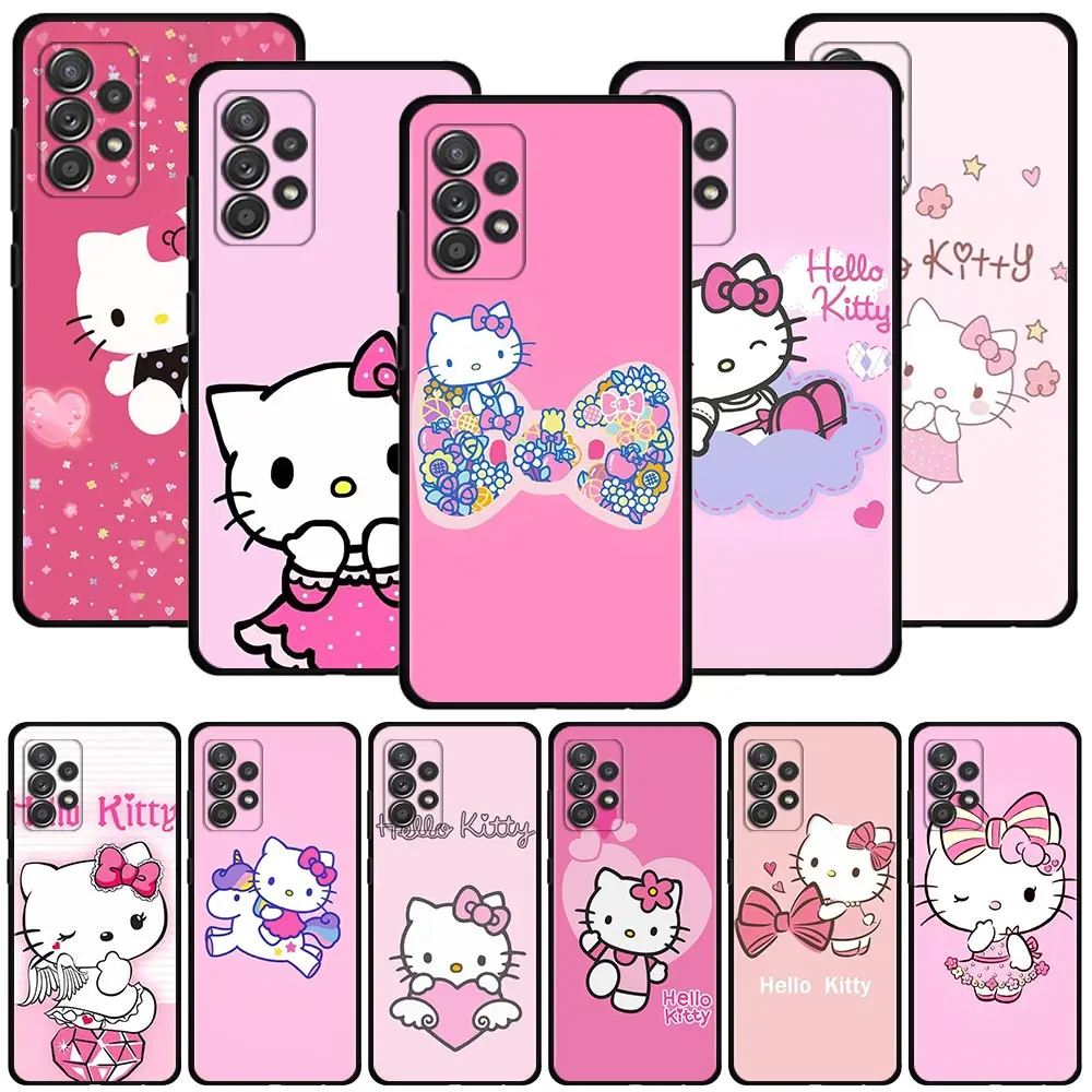 

Phone Case For Samsung Galaxy A51 A71 A31 A13 A11 A01 A72 A52 A42 A32 A22 A21s A02s A03 A12 A02 Cover Crown Angel Hello Kitty