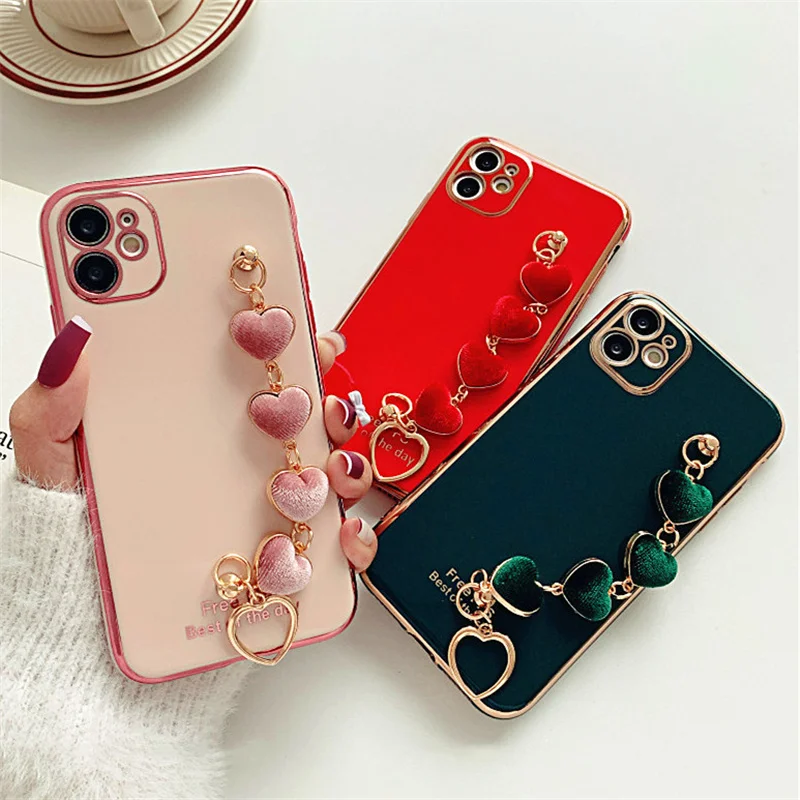 

3D Luxury Fashion Plating Love Silicone Case For Samsung S21 S20 PIus FE A32 A52 A72 A22 A42 A12 A71 A51 A50 Note 20 Ultra Cover