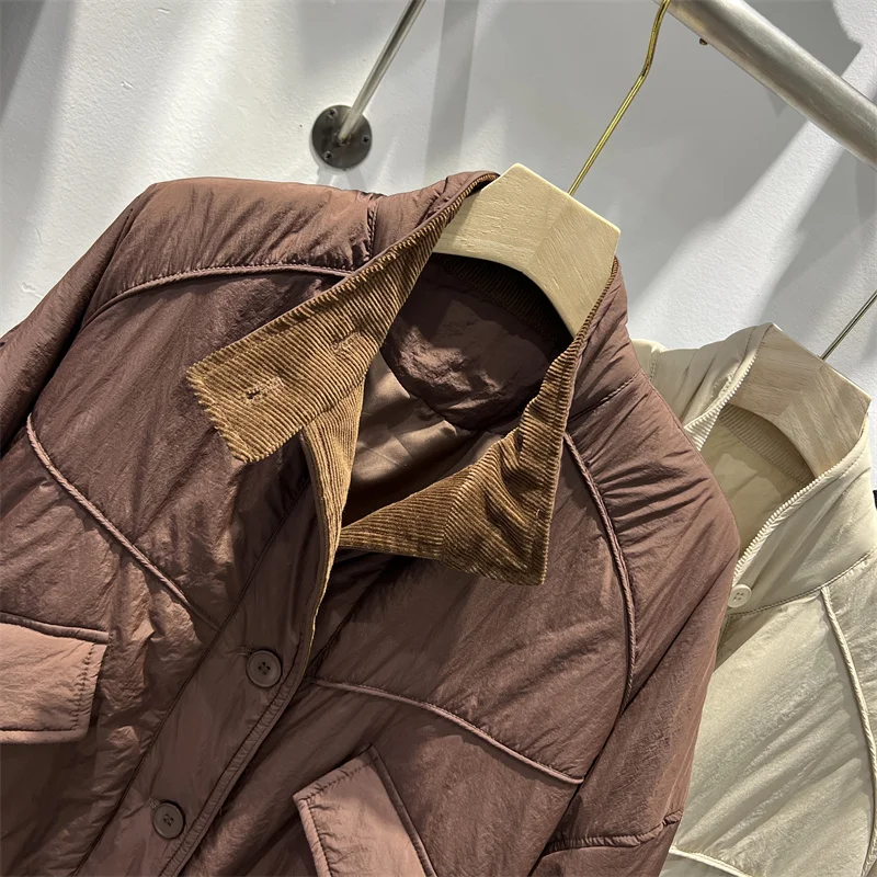 Корейская серия однобортное пальто с отложным воротником и хлопковой подкладкой