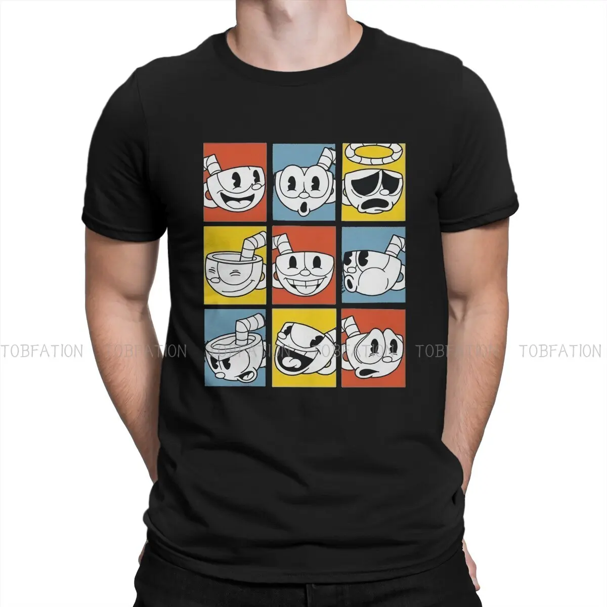 

The Show Cuphead Men T Shirt Classic Graphic Large O-Neck TShirt Harajuku Tops