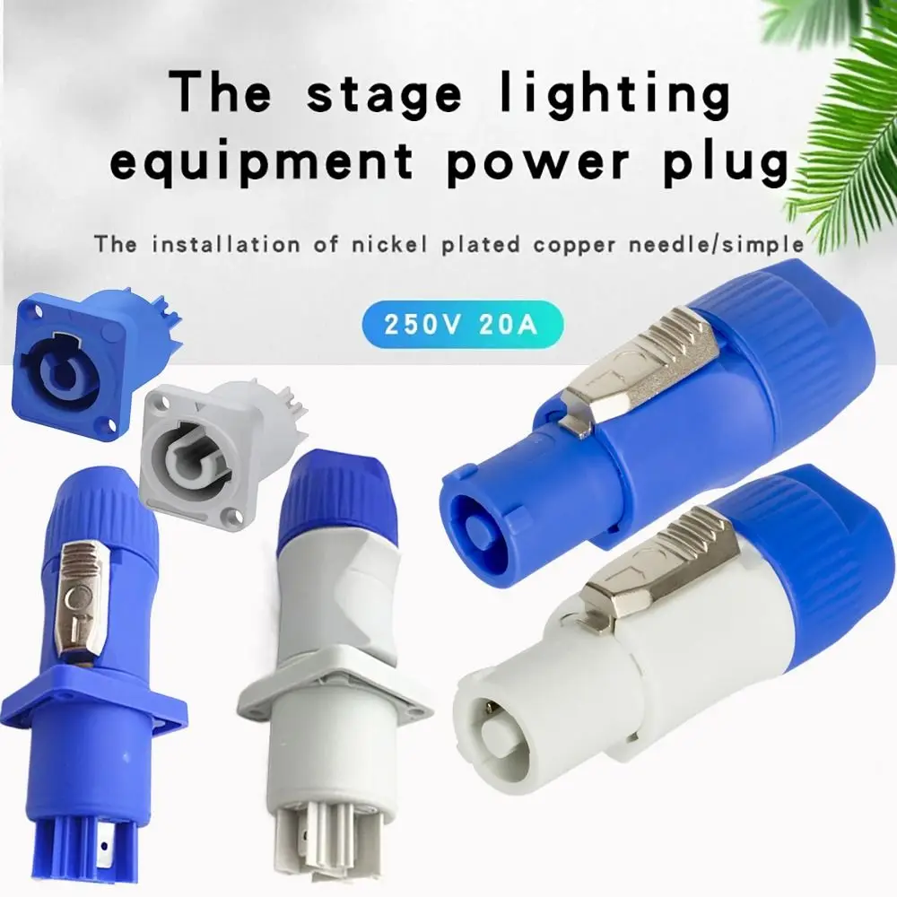 Фото Разъем Powercon 20A, 250 В, 3-контактный NAC3FCA NAC3FCB, штекер переменного тока, сине-белая розетка, разъем питания для аудио №3