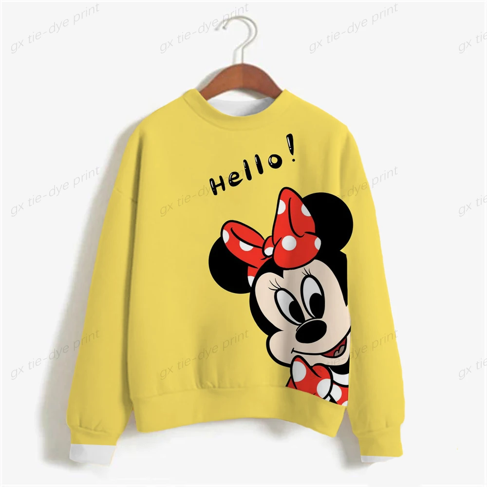 

Mickey Mouse Disney Mickey and Minnie 3D Printed Sweater Women's Sweatshirt Versatile Childhood Retro Round Neck Thin Sweater
