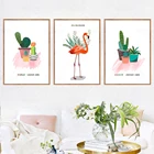 Милый кактус, холст, картина, розовый кактус, зеленые художественные плакаты, свежий стиль, ботаническое настенное украшение для гостиной