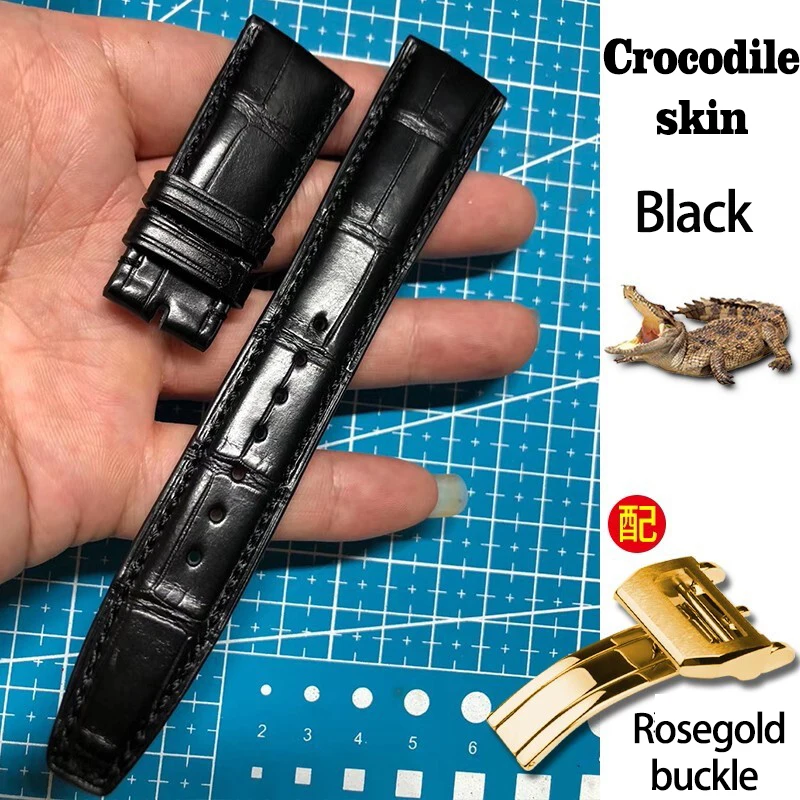 Crocodile Leather Watch Strap for IWC Watch Strap Portugieser Porotfino Family PILOT'S Folding Buckle 20mm 22mm Watchbands