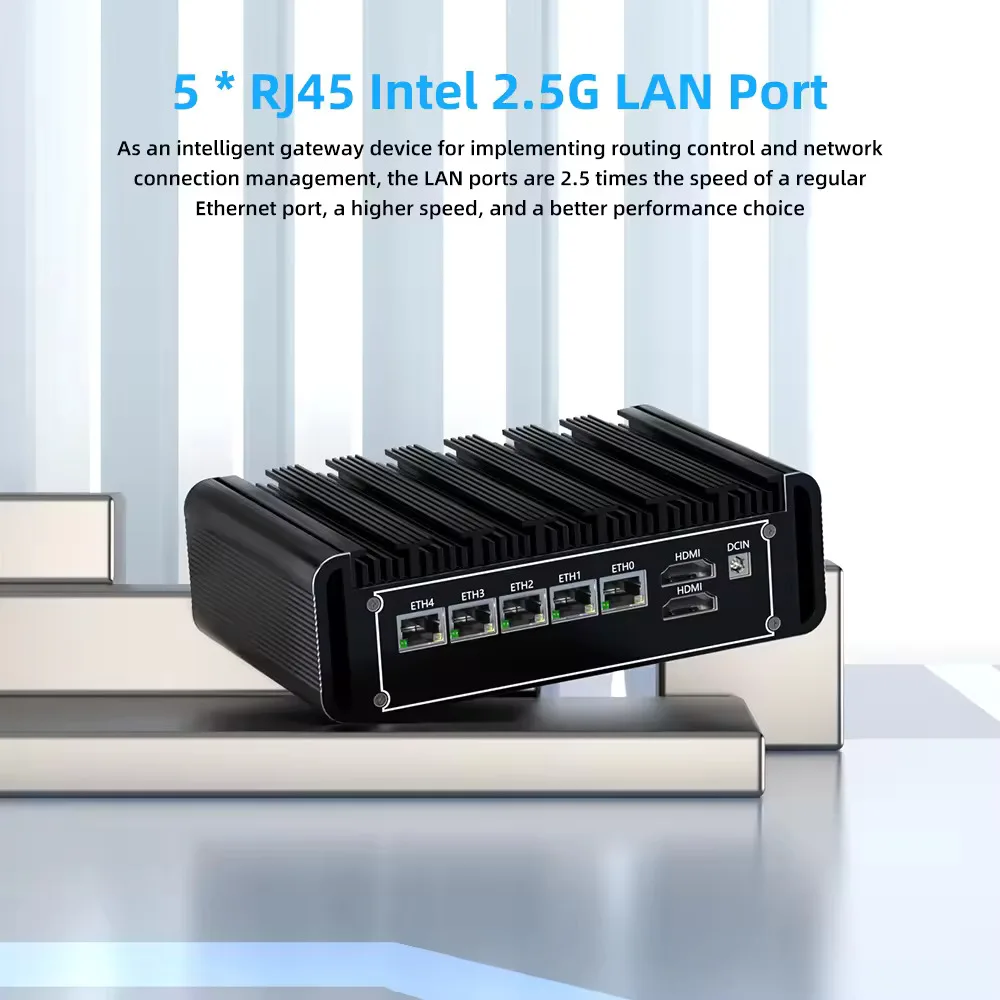 ZXIPC Intel N100 Мини-ПК Компьютер Брандмауэр Мини-настольное оборудование 5 Lan I225 2.5G