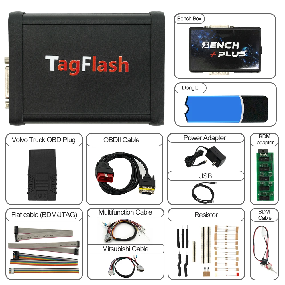 [Картонная коробка] TagFlash Tag Flash ECU Programmer Tool BENCH / OBD BOOT BDM JTAG режим Полный считыватель