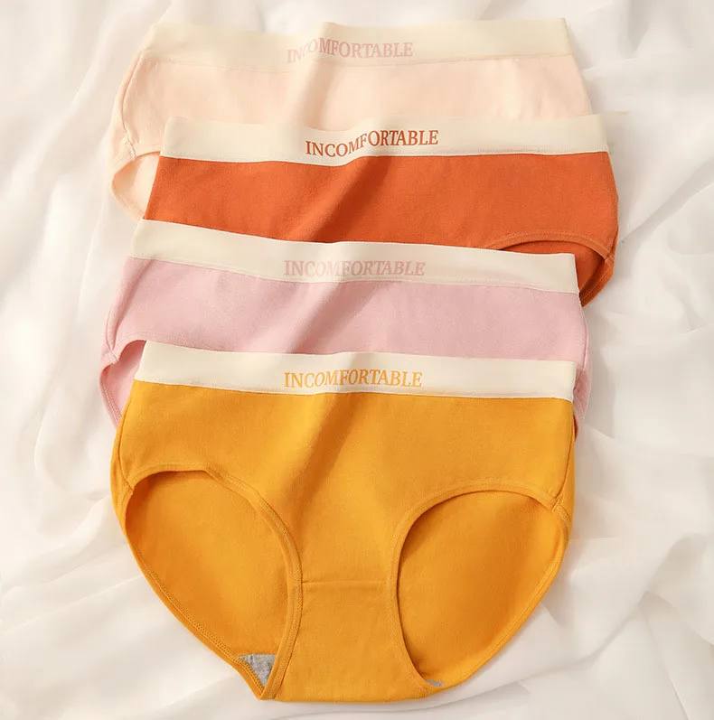 

2022 L-XXL Cotton Panties For Women's Underwear Plus Size Solid Color Briefs High Waist Seamless Underpants Female Lingerie