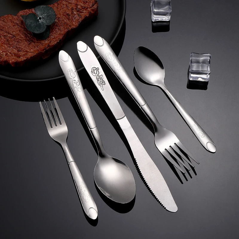 Household Western Food Knife, Fork And Dessert Spoon