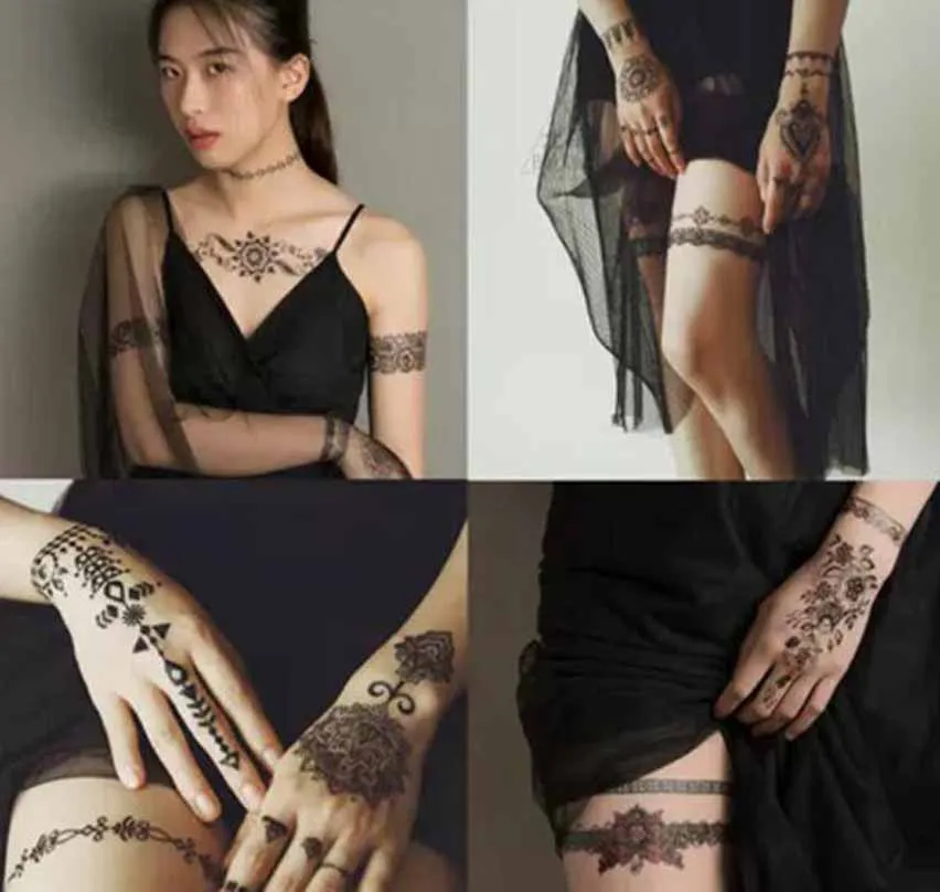 Черная хна женская сексуальная водная переводка временное искусство тела