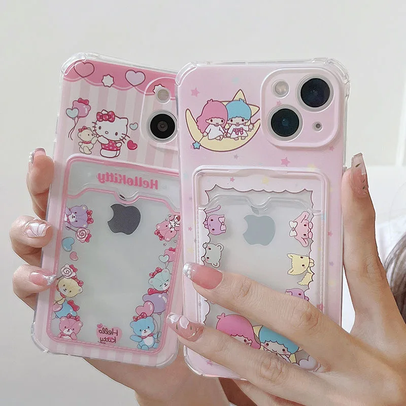 Cute Hello Kitty Sanrio LittleTwinStars Phone Case For iPhone 13 12 11 Pro Max XR XS MAX X Shockproof Soft Shell Y2k Girl Fundas