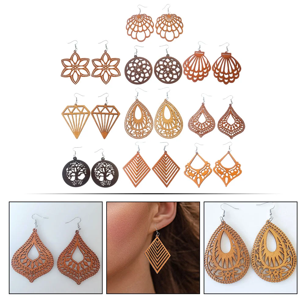 Украшение для ушей преувеличенный африканский узор геометрический ромб