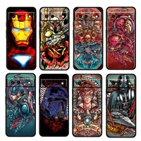 captain america iron man shockproof cover for google pixel 7 6 6a 5 4 5a 4a xl pro 5g soft silicone black phone case coque capa